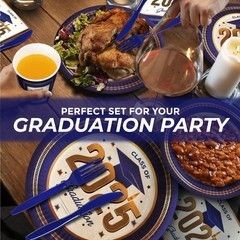 Graduation Decorations Class of 2025 Blue and Gold – Regular, White