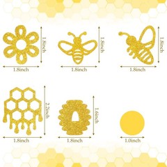 280 Pcs Bee Themed Party Decor Bee Glitter Sprinkles Honeycomb Circle Confett…