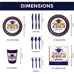 Graduation Decorations Class of 2025 Blue and Gold – Regular, White