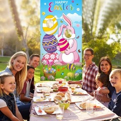 Easter Party Decorations Easter Bunny Photo Door Banner Large Fabric Happy Fest