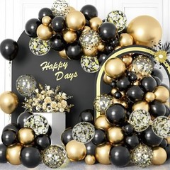 Black and Metallic Gold Balloons Set, 50PCS 12 Inch Confetti Black and Gold