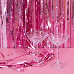Pink Foil Fringe Backdrop Curtains 3.2×8.2ft Metallic Tinsel 20 Pack