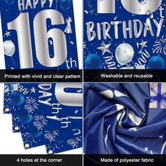 16th Birthday Decorations for Boys Girls, Blue Silver 16th, &