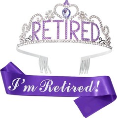 Retirement Party Decorations Queen Sash Tiara Set for Women Purple Celebration