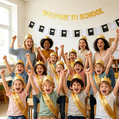 Back to School Banner Paper Backdrop,2 Pack Composition Notebook Classroom Decor