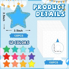 Confetti Star Paper Cutouts Assorted Colors Classroom Bulletin Board 120 PCS