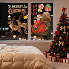 Christmas Party Decorations – Snowflake Window Clings Stickers for White Red