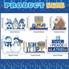 6 Pcs Happy Hanukkah Table Centerpieces Wooden Hanukkah Decor Gnomes Outdoor Dre