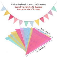 48Pcs Colorful Pastel Triangle Bunting Pennant Banner Flags for Party Decor