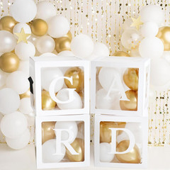 Graduation Decorations 2025,4 Pcs Transparent Balloon Boxes with Letters of GRAD