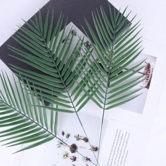 Abzo 20 Pcs Artificial Palm Leaves Stems Greenery Tropical Palm Leaves Faux M…