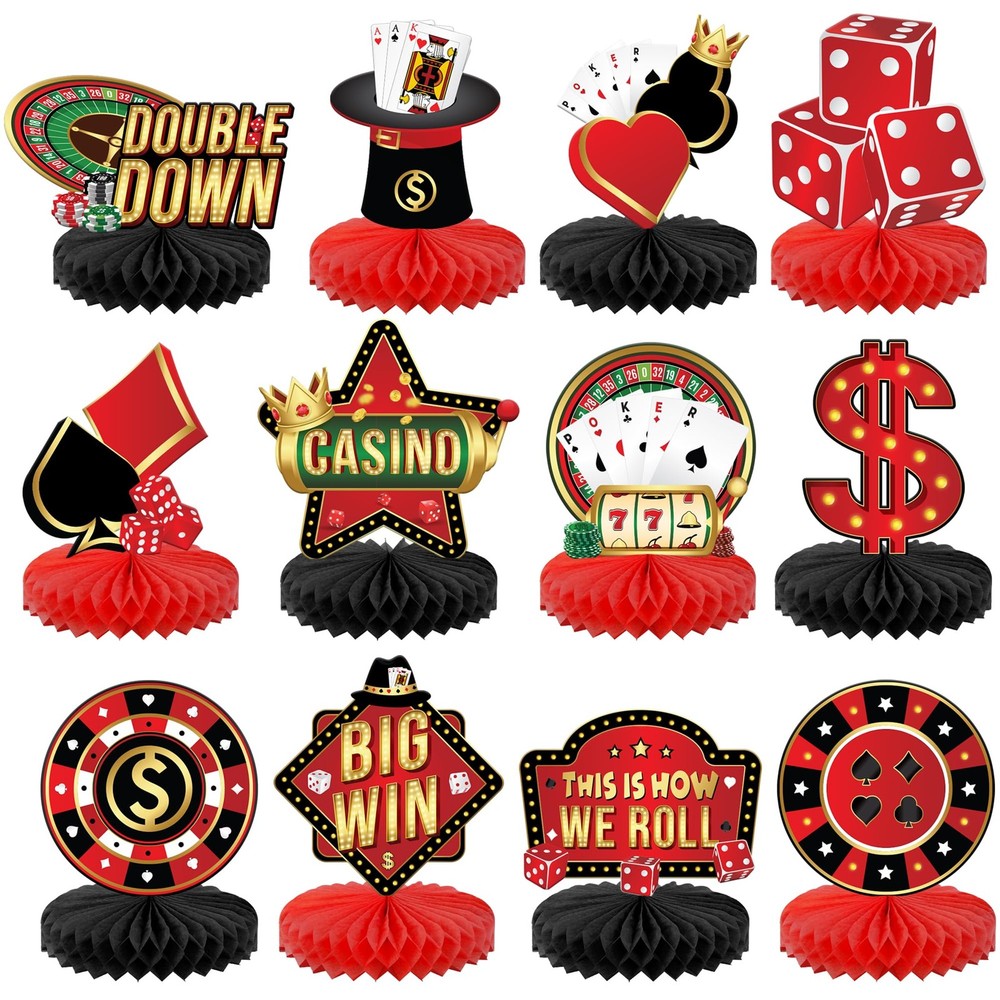 KatchOn, Big Casino Centerpieces for Tables – Pack of 12 | Casino Theme Party…