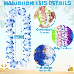 12 Pcs Hawaiian Leis Necklaces Luau Party Decorations