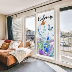 Spring Summer Welcome Door Cover Banner Decoration Bird Flower Banner Backdrop P