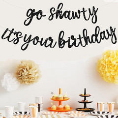 BEISHIDA Black Go Shawty It’S Your Birthday Banner-11.4Feet, NO Diy-Hip Hop Them