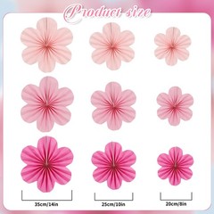 Paper Flowers Decorations Spring Summer Party Floral Backdrop Decor Pink 9 PCS