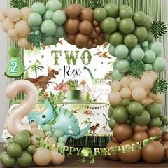 Two Rex Birthday Decorations for Boy, Dinosaur 2nd Birthday Party Supplies,