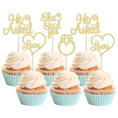 Decoracion de Cupcakes de Anillo de Diamante Corazon Boda Compromiso Paquete 24