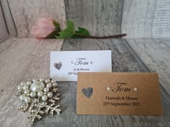 10 x table place name card personalised occasion rustic stationary decor heart
