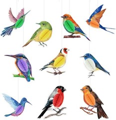10 Pcs Bird Party Decorations Tropical Bird Honeycomb Paper Cutouts Jungle Rainf