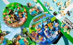 113 Minecraft Birthday Party Decorations Tableware Balloons Banner Plates Cups