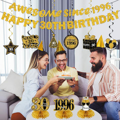 11Pcs 30Th Birthday Decorations Kit for Men Women, Black Gold Happy 30Th Birthda