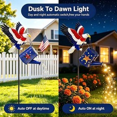 Modern Eagle Decorative Lights in Metal for Memorial Day and Independence Day