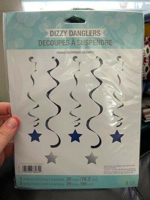 Creative Converting Blue & Silver Dizzy Danglers 5ct Hanging Decoration New!!!