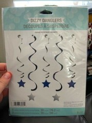 Creative Converting Blue & Silver Dizzy Danglers 5ct Hanging Decoration New!!!