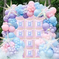 Iridescent Balloons Wall Square, 25Pcs Transparent Laser Foil Balloon Backdro…