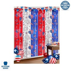 2-Pack Red, White & Blue Foil Fringe Curtains for 4th of July & Patriotic Cel…