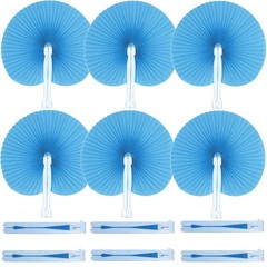 20Pc Paper Folding Hand Fans, Wedding Party Decor for Guest DIY Pink Round