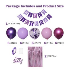 Birthday Decorations Happy Birthday Banner Pink and Purple Balloons Purple Pink