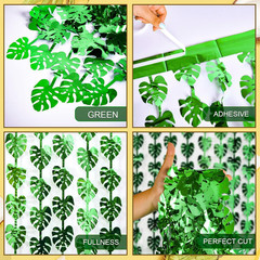 Tropical Luau Party Decorations 2Pack of 3.3X6.6Ft Green Tropical Palm Leaves Ph
