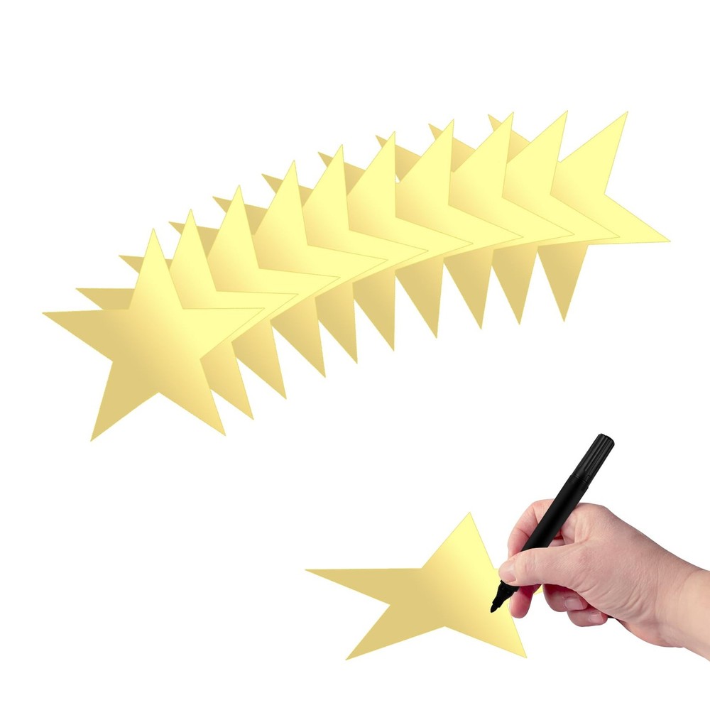 30 Pcs Gold Star Cutouts – Double Printed Paper Stars Decoration – 5.9 Inches –
