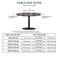 Round Fitted Tablecloth with Elastic Edge, 36″-60″ Waterproof Stain Resistant Ta