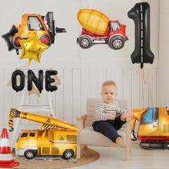 13pcs Construction Theme Birthday Party Decorations, Number 1 Large Construct…
