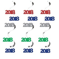 2018 Dizzy Danglers Hanging Decorations Assorted Colors 5 Ct New Years