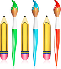 6 Pcs Inflatable Giant Pencils Paint Brush Decoration Set Blow up Pencils Paint