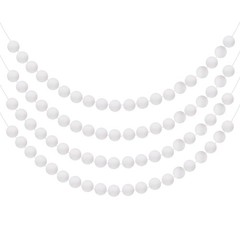 4pcs Pom Pom Garland 6.6 ft 20 Balls for Crafts Decor(White)
