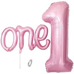 2Pcs Pastel Pink Balloon Set, 40inch Large Foil Light Pink Number 1 Balloon a…