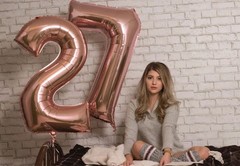 Number Balloon 40 Inch, 24 Number Balloons, Rose Gold 42 Happy Birthday Decor…