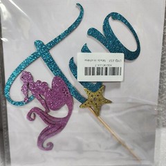 2 Year Old Cake Topper, Baby Shower Mermaid Princess Happy Birthday Photo Props