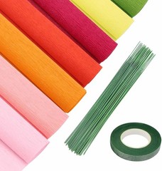 Crepe Paper Flower DIY Kit 7 Rolls Rainbow Crepe Floral Tape Wire Wreath Craft