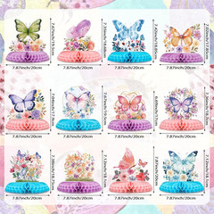 12 Pcs Butterfly Centerpieces for Tables Floral Butterfly Birthday Party Deco…