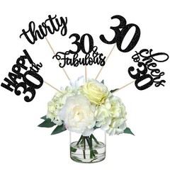 15-Pack Black 30th Birthday Centerpiece Sticks Cheers to 30 Years Table Toppers