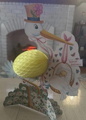 Vintage Baby Shower Decorations Stork “Special Delivery” Baby Yellow Honeycomb