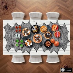 Halloween Lace Table Cloth Spider Web Cobweb Cover Black Party Decoration 100×80