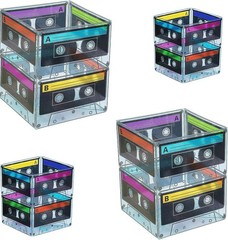 Versatile 80s Theme Cassette Tape Centerpiece Buckets – Perfect for All Ages