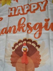 Happy Thanksgiving Backdrop 67×42 With Ties To Hang Up White Orange Gold…